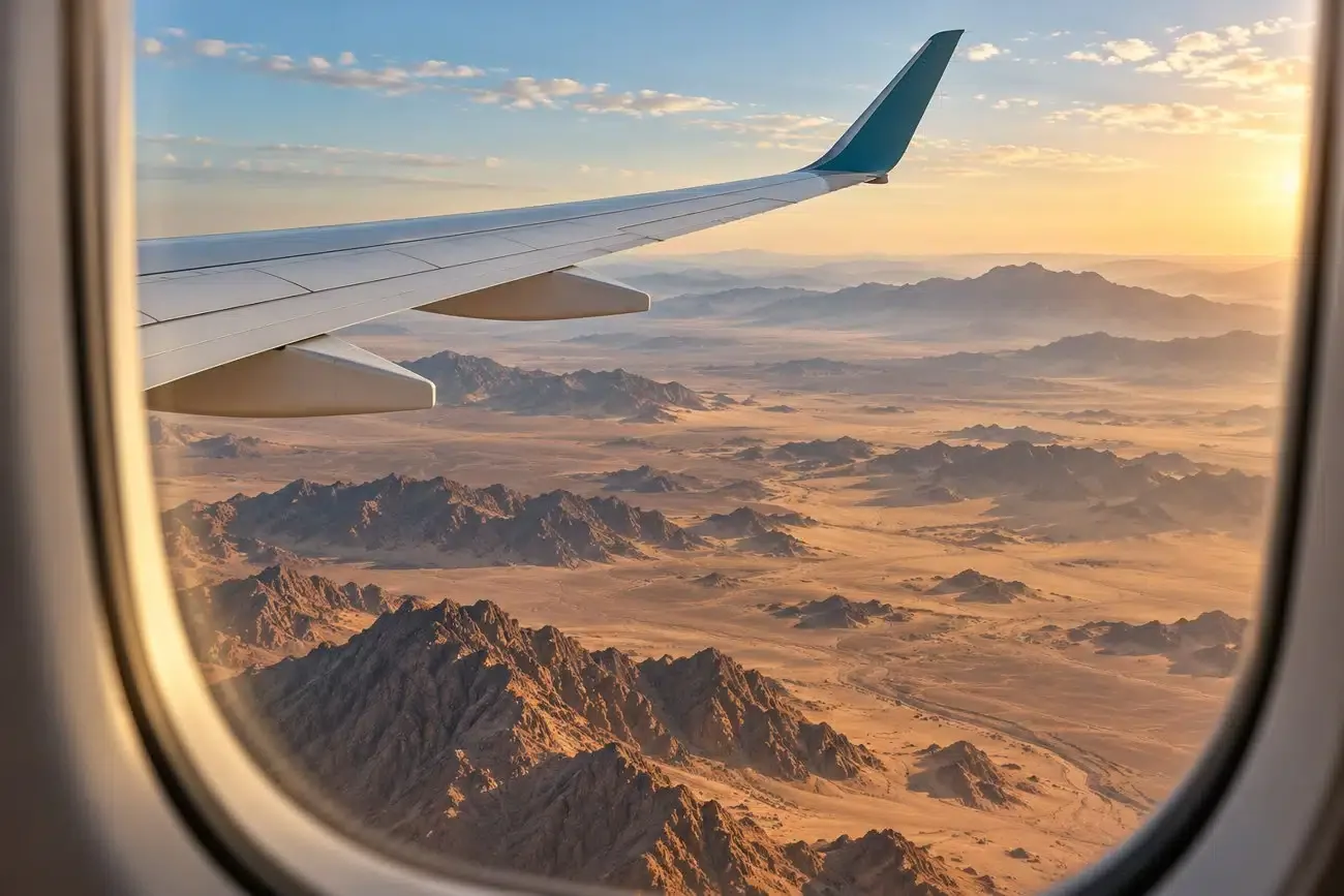 رسم توضيحي للرحلة الجوية من الدليل